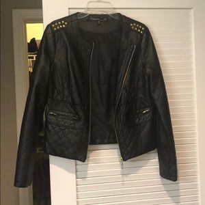 Faux leather jacket with gold studs
